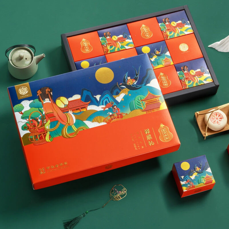 DXC 稻香村 祥意禮 京式月餅 12餅9味 800g 禮盒裝包裝禮盒產(chǎn)品包裝創(chuàng)意設(shè)計(jì)欣賞(圖2)