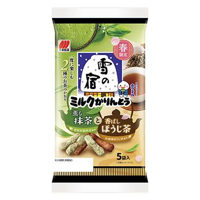 雪之宿牛奶熏抹茶和香噴噴茶三幸制果點(diǎn)心包裝設(shè)計(jì)(圖1)